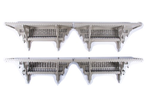 Lot 144 - Four Edwardian painted wall-hanging shelves in...