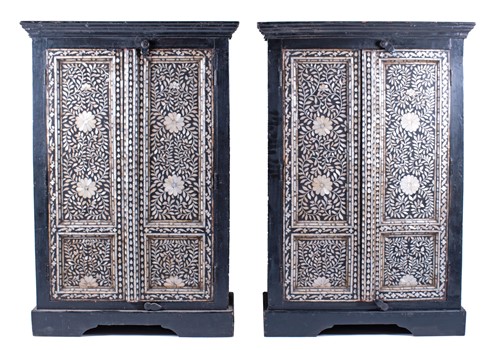 Lot 203 - A pair of late 20th century ebonised and...