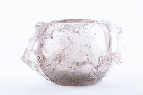 Lot 200 - A 20th century Chinese carved rock crystal pot...
