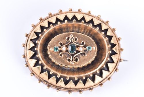 Lot 54 - A Victorian Etruscan Revival yellow metal,...