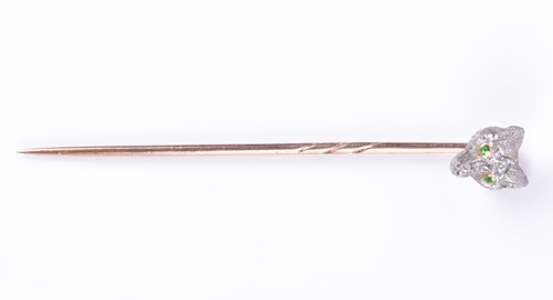 Lot 18 - A diamond-set fox head stick pin with...