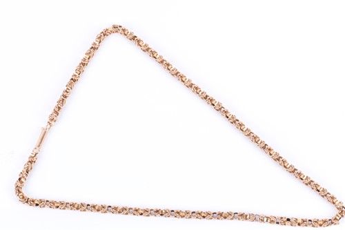 Lot 178 - A yellow metal fancy-link chain necklace...