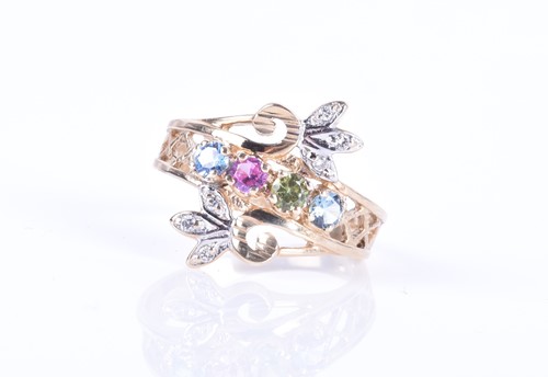 Lot 185 - A 9ct yellow gold, diamond and multi-coloured...