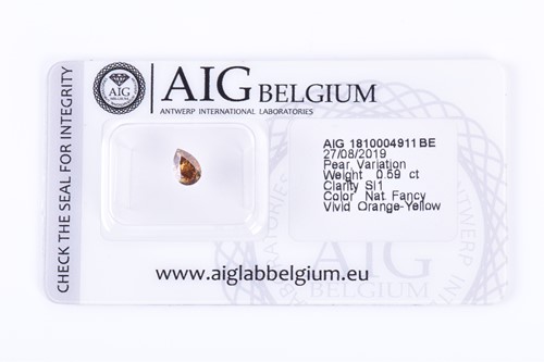 Lot 300 - A loose mixed pear-cut diamond 0.59 carats,...