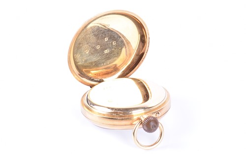 Lot 458 - An 18ct yellow gold open-faced pocket watch...