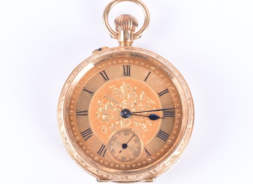 Lot 460 - An 18ct yellow gold cased pocket watch with...
