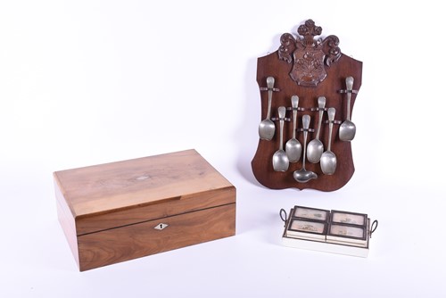 Lot 562 - A Victorian walnut writing box, with fitted...
