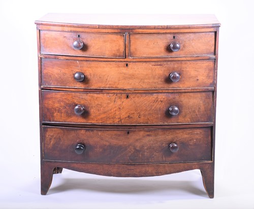 Lot 156 - An early Victorian mahogany bow front chest of...