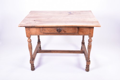 Lot 130 - A 19th century fruit wood rectangular kitchen...