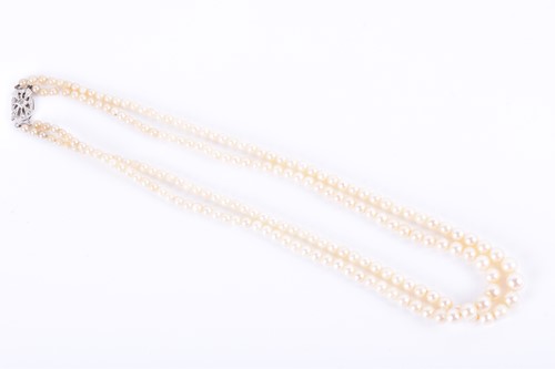 Lot 843 - A double strand cultured pearl necklace...