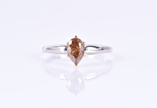 Lot 748 - A 14ct white gold and diamond ring set with a...