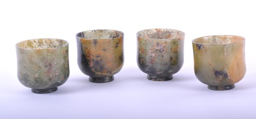 Lot 265 - A set of four Chinese soapstone wine cups,...