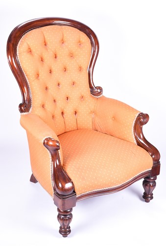 Lot 140 - A Victorian mahogany library armachair, with...