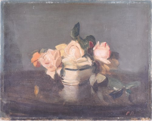 Lot 14 - C.A. English School, Still Life, roses in a...