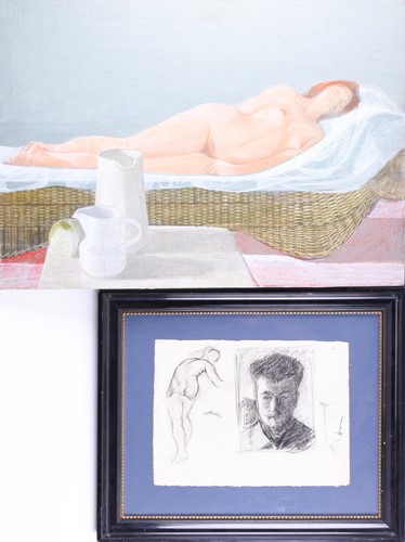 Lot 21 - 20th century school, portrait of a recumbent...