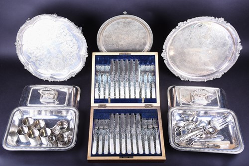Lot 640 - A canteen of dessert knives and forks with...