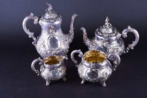 Lot 602 - A Victorian silver four-piece tea set, London...
