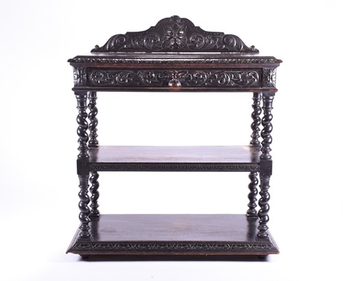 Lot 175 - A Flemish carved dark oak buffet, late 19th...
