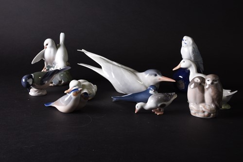 Lot 422 - A collection of ten Royal Copenhagen bird...