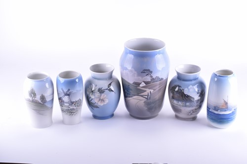 Lot 241 - A collection of four Royal Copenhagen vases to...