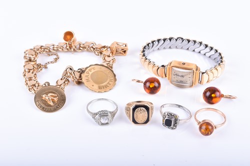 Lot 803 - An 18ct yellow gold Angre ladies wristwatch...
