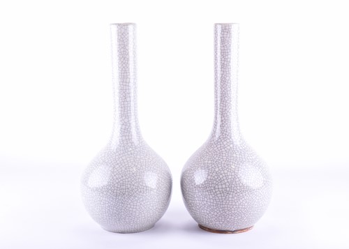 Lot 137 - A near pair of Chinese Ge type onion shape...