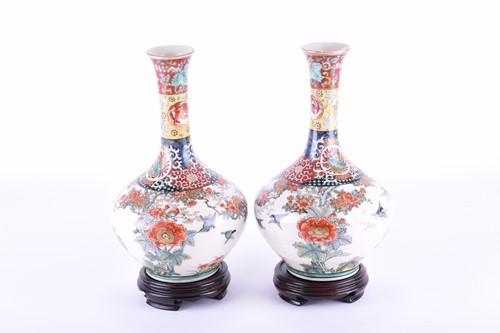 Lot 244 - A pair of Japanese Kutani vases, late Meiji,...