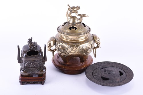 Lot 203 - A Japanese bronze censer, late Meiji, the...