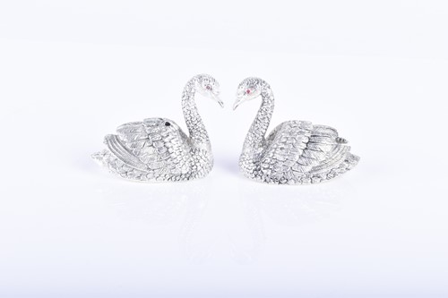 Lot 637 - A pair of novelty silver plated condiments in...