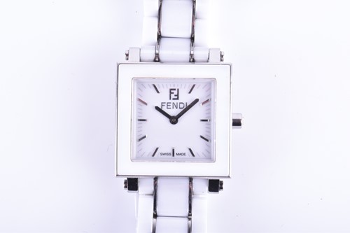 Lot 538 - A Fendi ladies white and stainless steel...