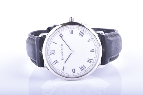 Lot 552 - A Tiffany & Co stainless steel quartz...