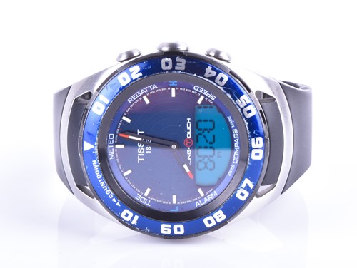 Lot 393 - A Tissot Sailing Touch stainless steel quartz...