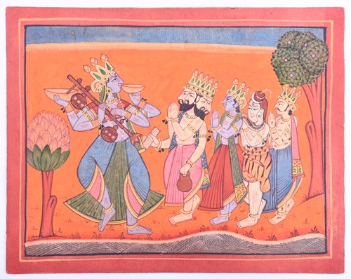 Lot 203 - Indian School, 19th century, Vishnu being...