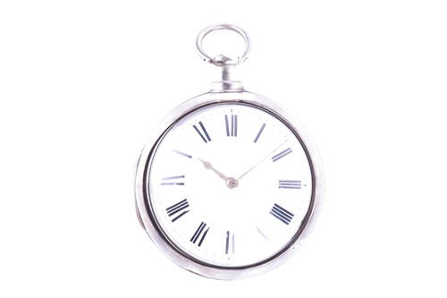 Lot 398 - A George III silver pair cased pocket watch by...
