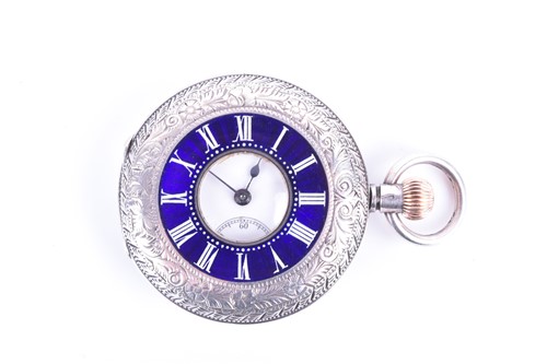 Lot 561 - A Victorian silver and enamel half hunter...