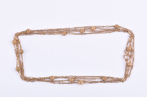 Lot 811 - A Victorian yellow gold longguard chain...