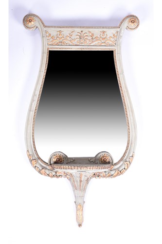 Lot 103 - A Regency style lyre-shaped wall mirror, with...