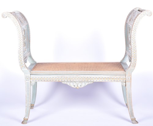 Lot 138 - A Regency style pale green and gilt-painted...