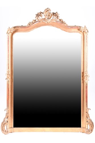 Lot 185 - A 19th century gilt framed mirror, with scroll...