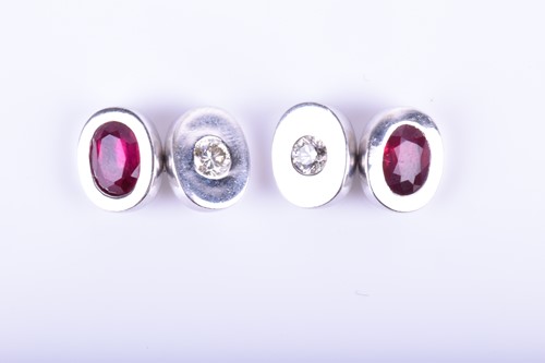 Lot 725 - A fine pair of 18ct white gold, diamond, and...