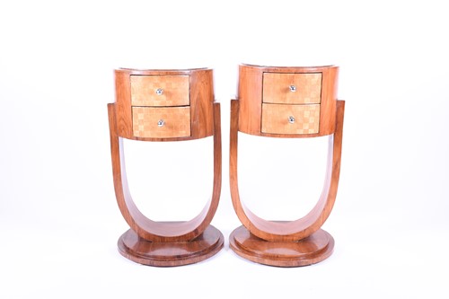 Lot 128 - A pair of Art Deco style bedside tables of...