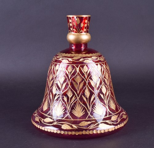 Lot 362 - A cranberry flash glass huqqa pipe bowl, the...