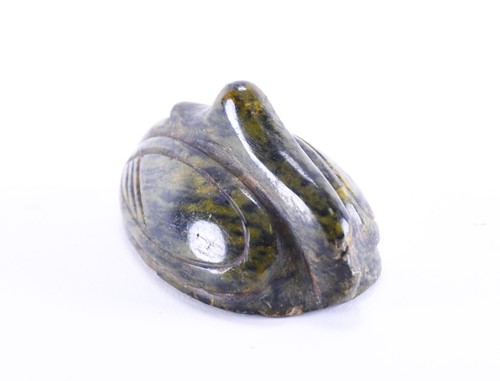Lot 203 - A carved green marble duck, carved with its...