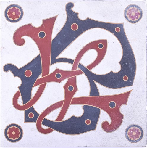 Lot 405 - A large Minton encaustic gothic tile, 19th...