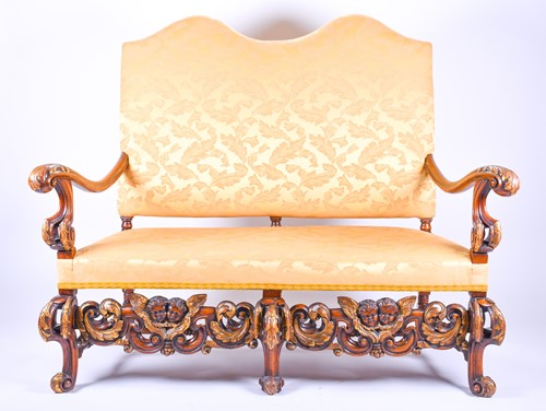 Lot 114 - A good Carolean style high back settee, with a...