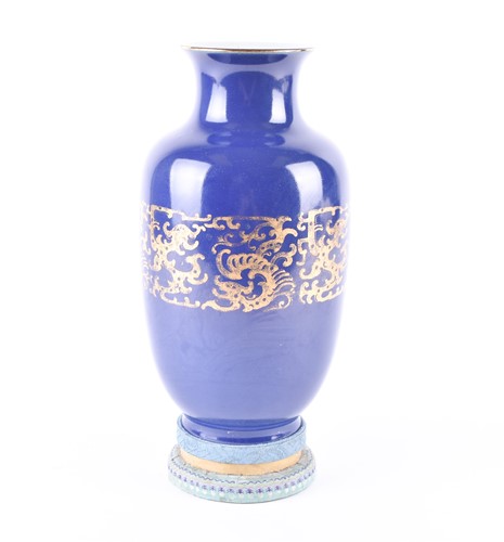Lot 109 - A Chinese powder blue vase, Qing dynasty,...