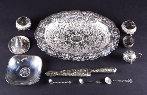 Lot 590 - A collection of continental silver and white...