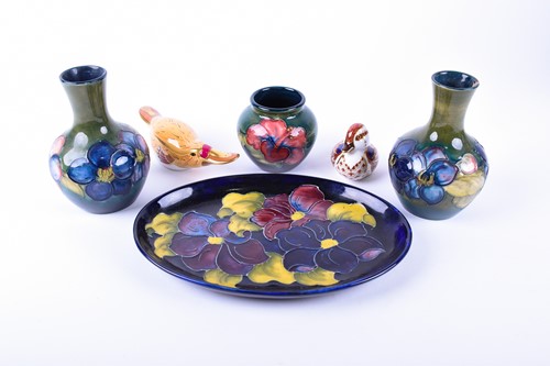 Lot 248 - A pair of Walter Moorcroft vases of squat,...
