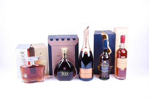 Lot 363 - Four boxed spirits comprising: Menuet XO Extra...
