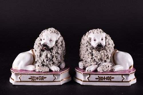 Lot 225 - A good pair of Staffordshire porcelain lions...